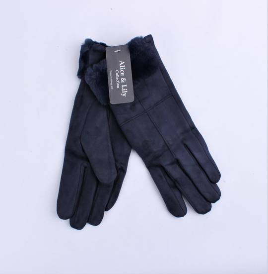 Winter ladies thermal lined glove w faux fur cuff navy  Style; S/LK4770NVY